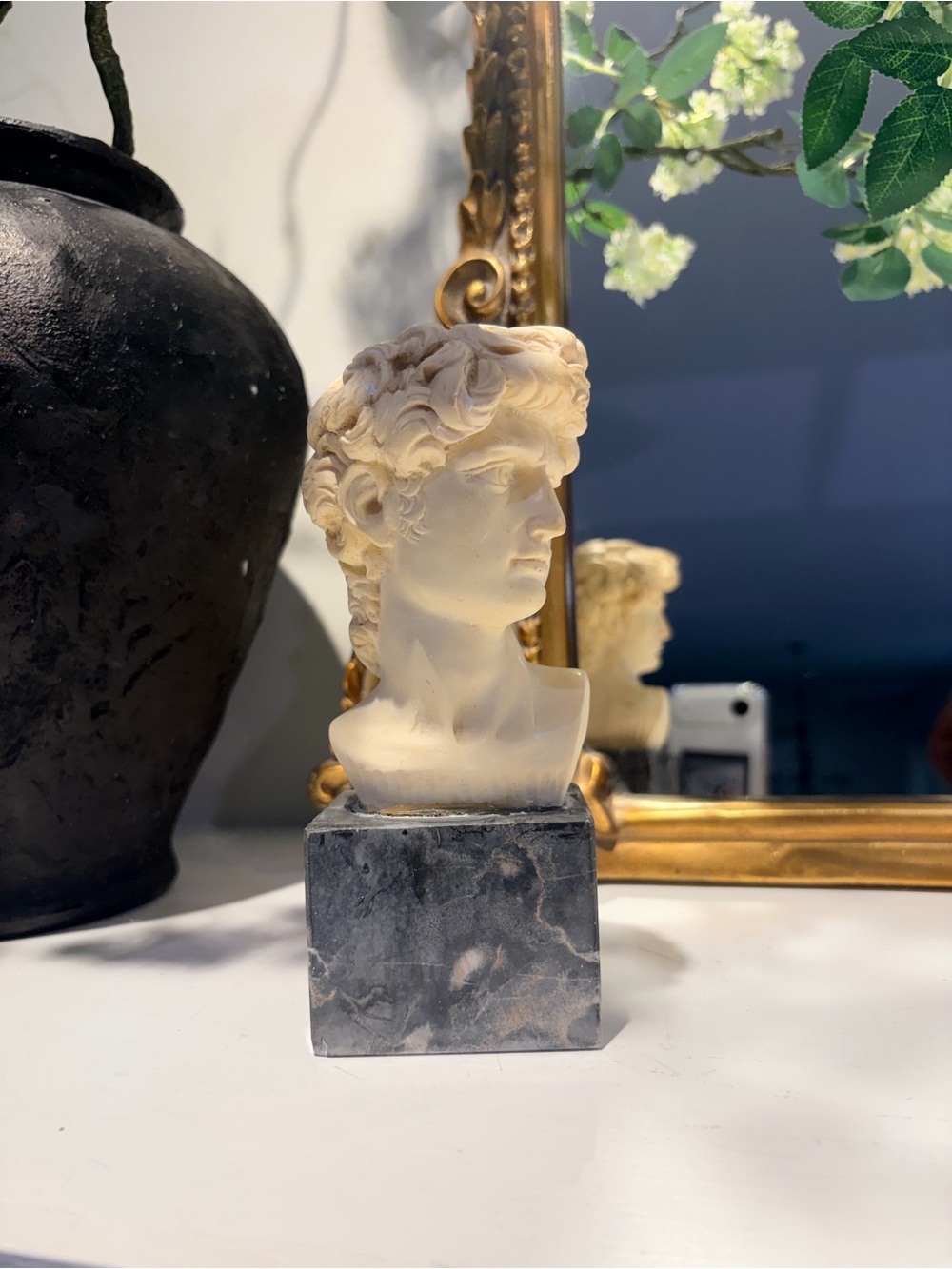 Classic Bust Sculpture with Stone Base